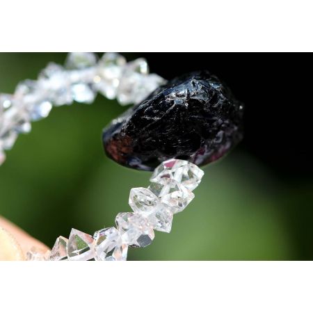 Herkimer Diamanten-Turmalinkern Schamanen-Energie-Armband-Seelenbefreiung-