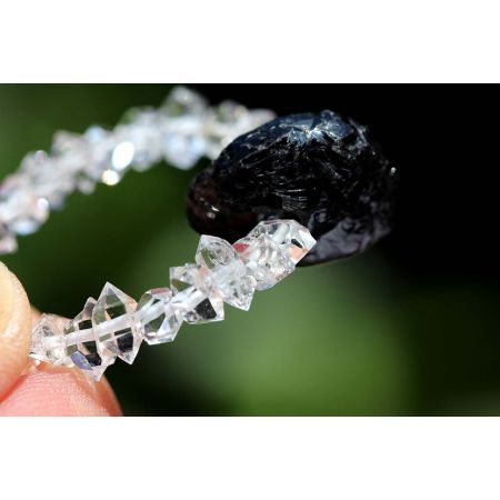 Herkimer Diamanten-Turmalinkern Schamanen-Energie-Armband-Seelenbefreiung-