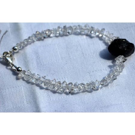 Herkimer Diamanten-Turmalinkern Schamanen-Energie-Armband-Seelenbefreiung-