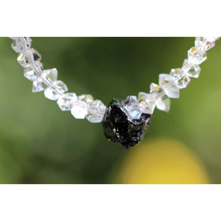 Herkimer Diamanten-Turmalinkern Schamanen-Energie-Armband-Seelenbefreiung-