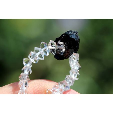 Herkimer Diamanten-Turmalinkern Schamanen-Energie-Armband-Seelenbefreiung-