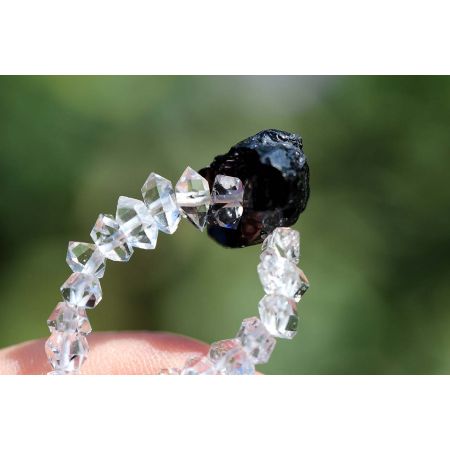 Herkimer Diamanten-Turmalinkern Schamanen-Energie-Armband-Seelenbefreiung-