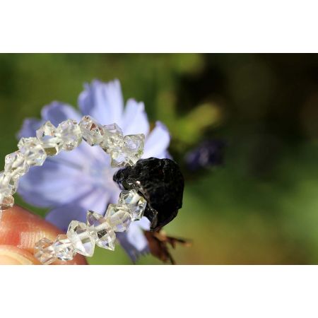 Herkimer Diamanten-Turmalinkern Schamanen-Energie-Armband-Seelenbefreiung-