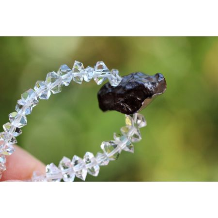 Herkimer Diamanten-Turmalinkern Schamanen-Energie-Armband-Seelenbefreiung-