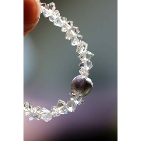 Herkimer + Meteoritkugel - Energiearmband  -powerful healer-