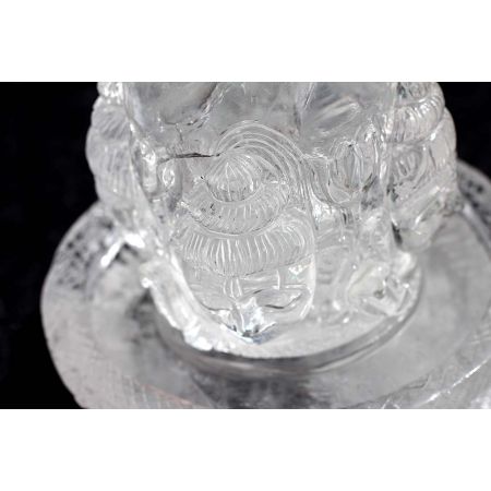 Bergkristall-Energie-Shivalingam mit 4 Köpfen + Yoni, getrennt / zwei Stücke (Säule des Lichts)