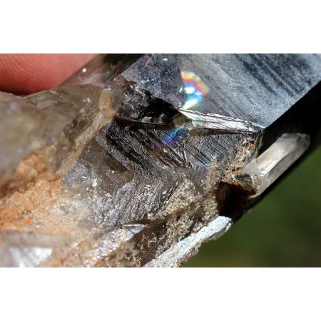 Medialer Bergkristall-schwarzer Graphit mit Chlorit-Fächer+Kappenphantome-Schöpfer-Krater-Rainbow-Trigger-Energie-Kristall