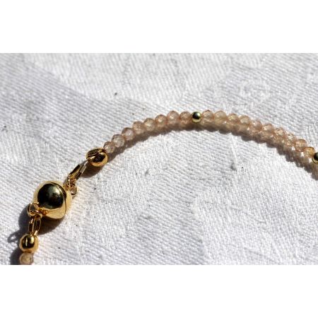 Natur-Zirkon-Kugeln, facettiert, hellbraun-Energie-Armband (Eintauchen in Energien)