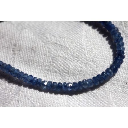 Korund Var.Saphir, blau-Mini-Rondelle, facettiert Energie Armband (Reinheit)