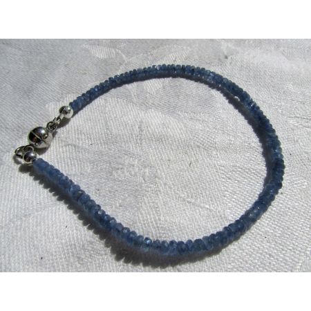 Korund Var.Saphir, blau-Mini-Rondelle, facettiert Energie Armband (Reinheit)