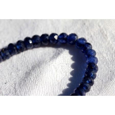 Korund Var.Saphir, blau-Rondelle-facettiert-Energie Armband (innere Ruhe, Reinigungsprozeß)