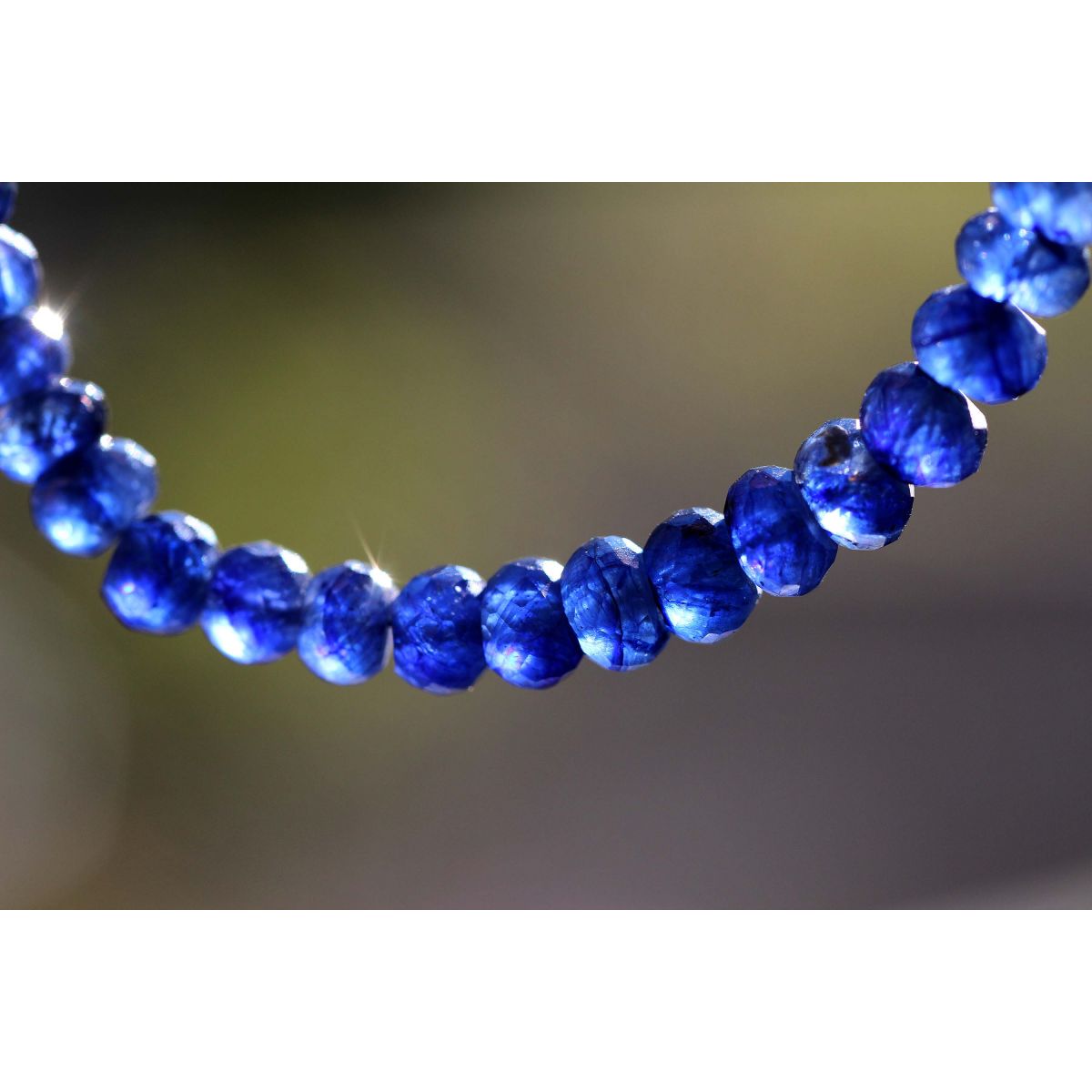 Korund Var.Saphir, blau-Rondelle-facettiert-Energie Armband (innere Ruhe, Reinigungsprozeß)