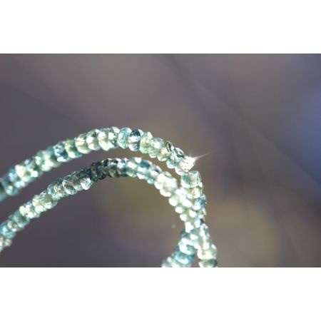 Korund Var.Saphir, Grün / blau-Rondelle-facettiert-Energie Kette (innere Ruhe, Reinigungsprozeß)