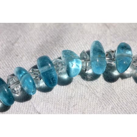 Topas,blau-Free Form+Herkimer Diamanten-Energie-Armband (Einweihung)