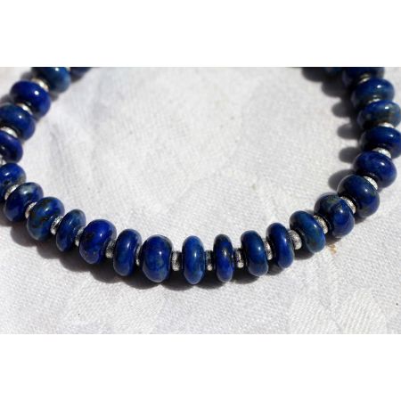 Lapis Lazuli-Rondelle glatt glänzend-Energie-Armband (Kraft und Einsicht)