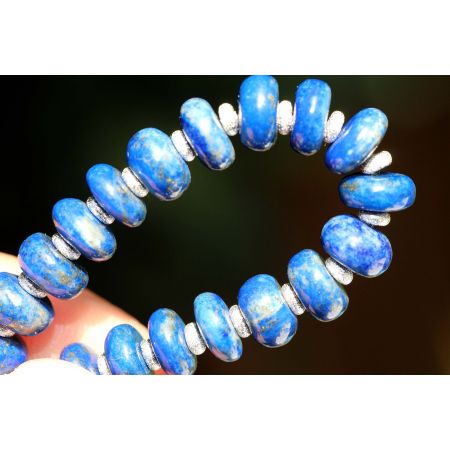 Lapis Lazuli-Rondelle glatt glänzend-Energie-Armband (Kraft und Einsicht)