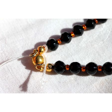 Onyx-Kugel, facettiert-Energie-Armband (Lebensfreude)