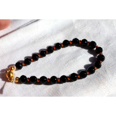 Onyx-Kugel, facettiert-Energie-Armband (Lebensfreude)