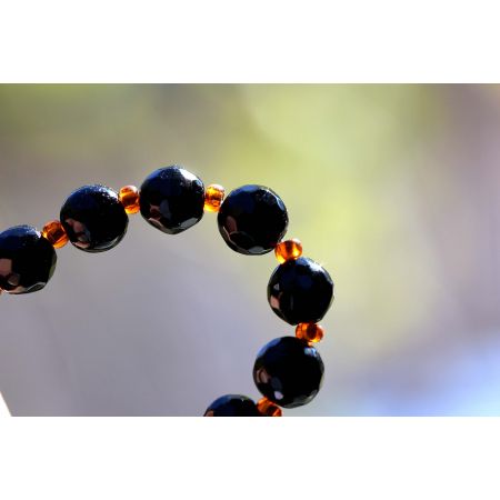 Onyx-Kugel, facettiert-Energie-Armband (Lebensfreude)