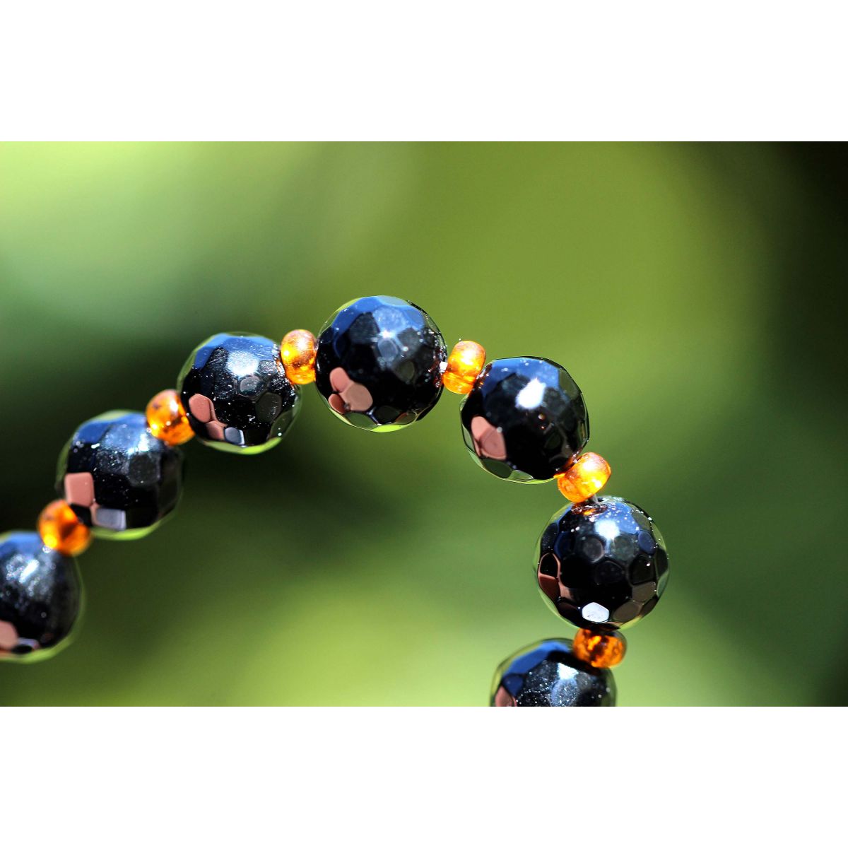 Onyx-Kugel, facettiert-Energie-Armband (Lebensfreude)