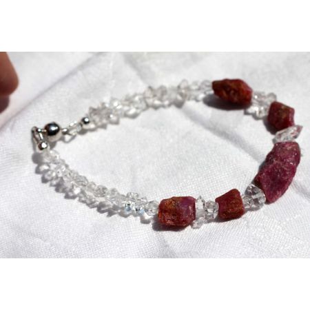 Korund Var. Rubin + Herkimer Diamanten-Schamanen-Energiearmband (erhellt die Seele)