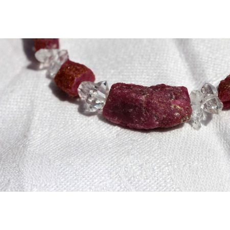 Korund Var. Rubin + Herkimer Diamanten-Schamanen-Energiearmband (erhellt die Seele)