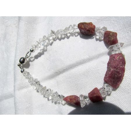 Korund Var. Rubin + Herkimer Diamanten-Schamanen-Energiearmband (erhellt die Seele)