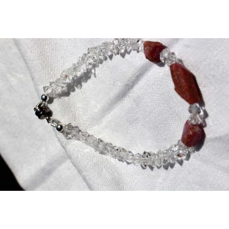 Korund Var. Rubin + Herkimer Diamanten-Schamanen-Energiearmband (erhellt die Seele)