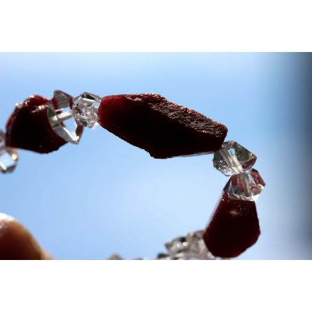 Korund Var. Rubin + Herkimer Diamanten-Schamanen-Energiearmband (erhellt die Seele)