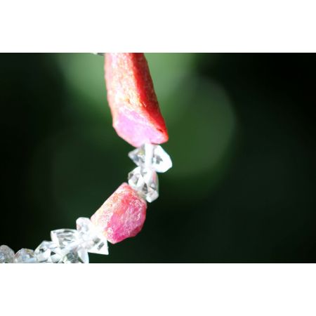 Korund Var. Rubin + Herkimer Diamanten-Schamanen-Energiearmband (erhellt die Seele)