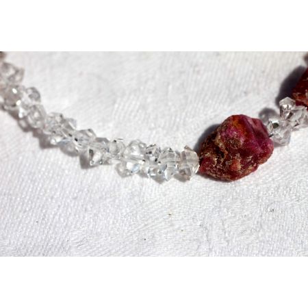 Korund Var. Rubin + Herkimer Diamanten-Schamanen-Energiearmband (erhellt die Seele)