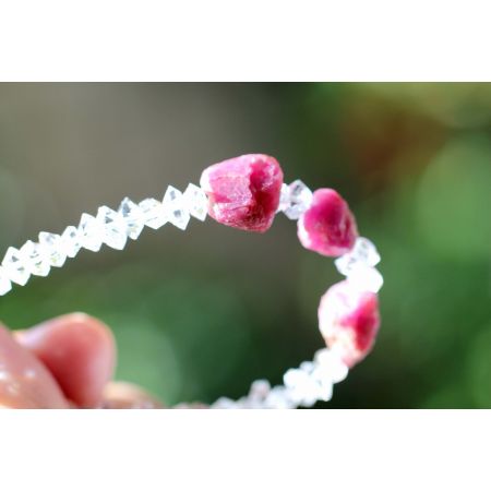 Korund Var. Rubin + Herkimer Diamanten-Schamanen-Energiearmband (erhellt die Seele)