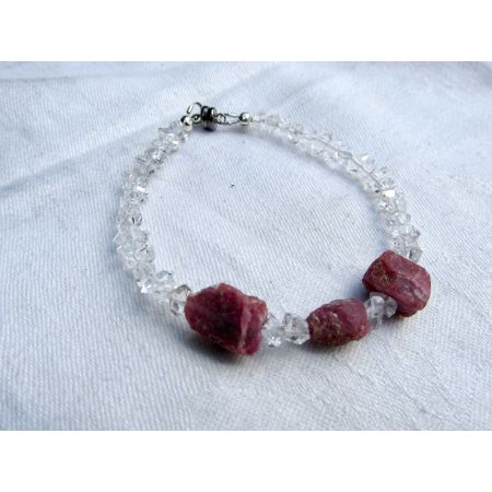 Korund Var. Rubin + Herkimer Diamanten-Schamanen-Energiearmband (erhellt die Seele)