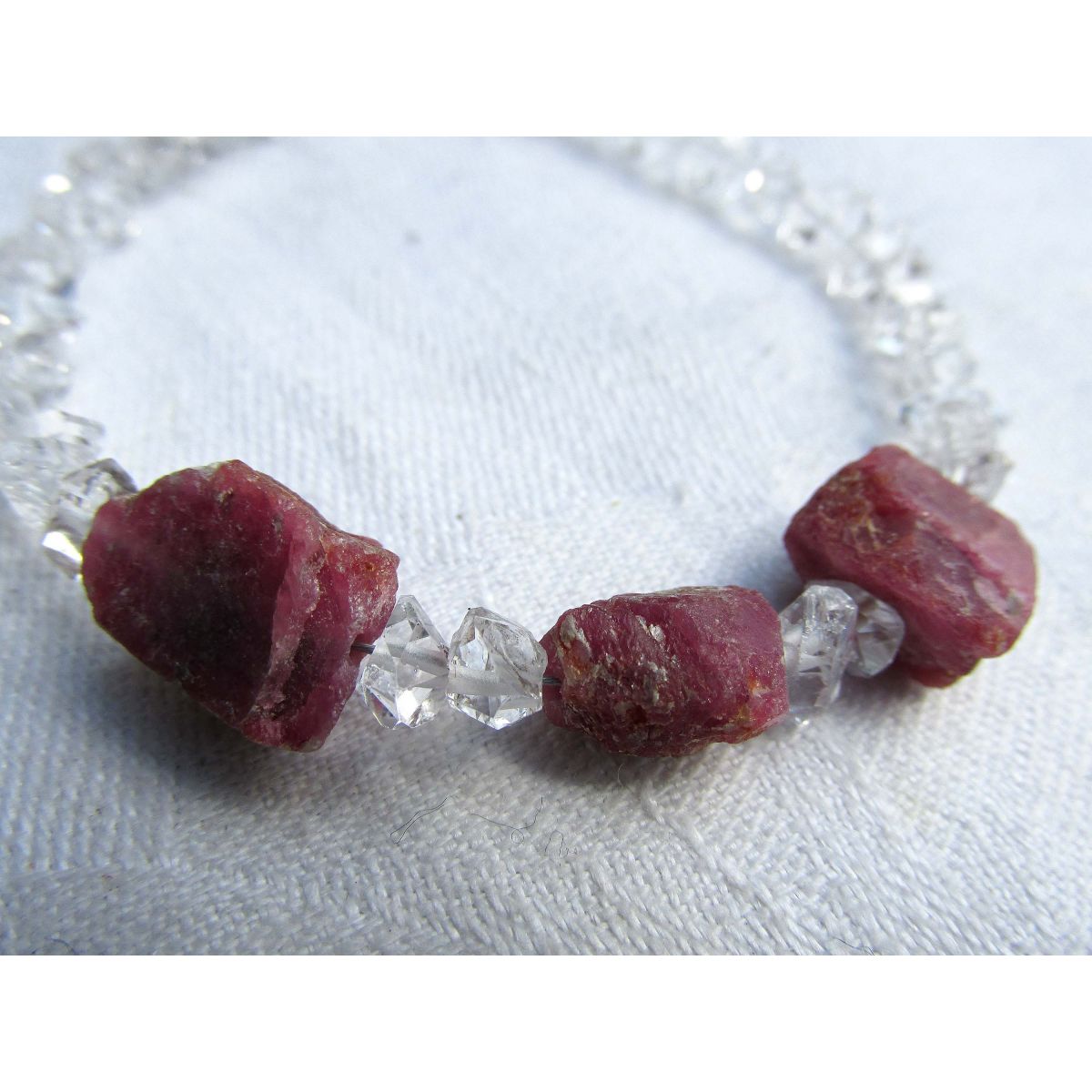 Korund Var. Rubin + Herkimer Diamanten-Schamanen-Energiearmband (erhellt die Seele)