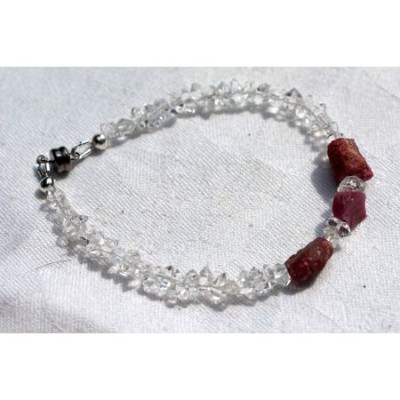 Korund Var. Rubin + Herkimer Diamanten-Schamanen-Energiearmband (erhellt die Seele)