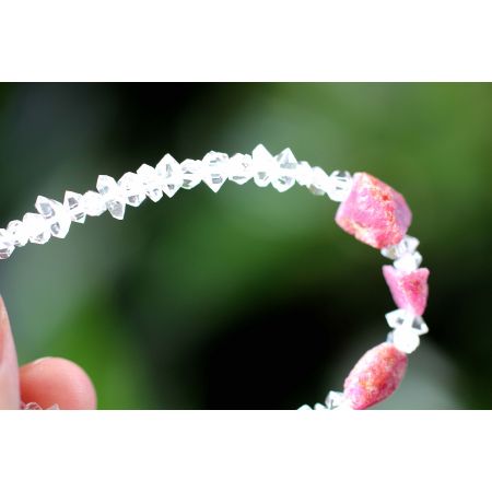 Korund Var. Rubin + Herkimer Diamanten-Schamanen-Energiearmband (erhellt die Seele)