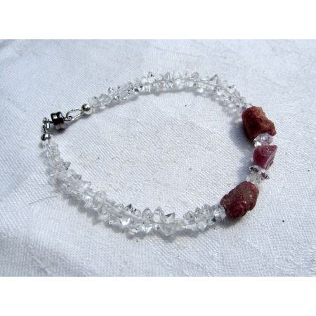 Korund Var. Rubin + Herkimer Diamanten-Schamanen-Energiearmband (erhellt die Seele)