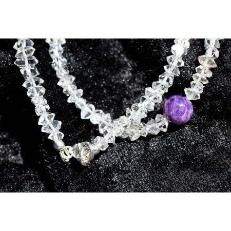 Herkimer Diamanten + Charoit-Kugel Schamanen-Energie-Kette (Der kraftvolle Heiler im mentalen Leben)