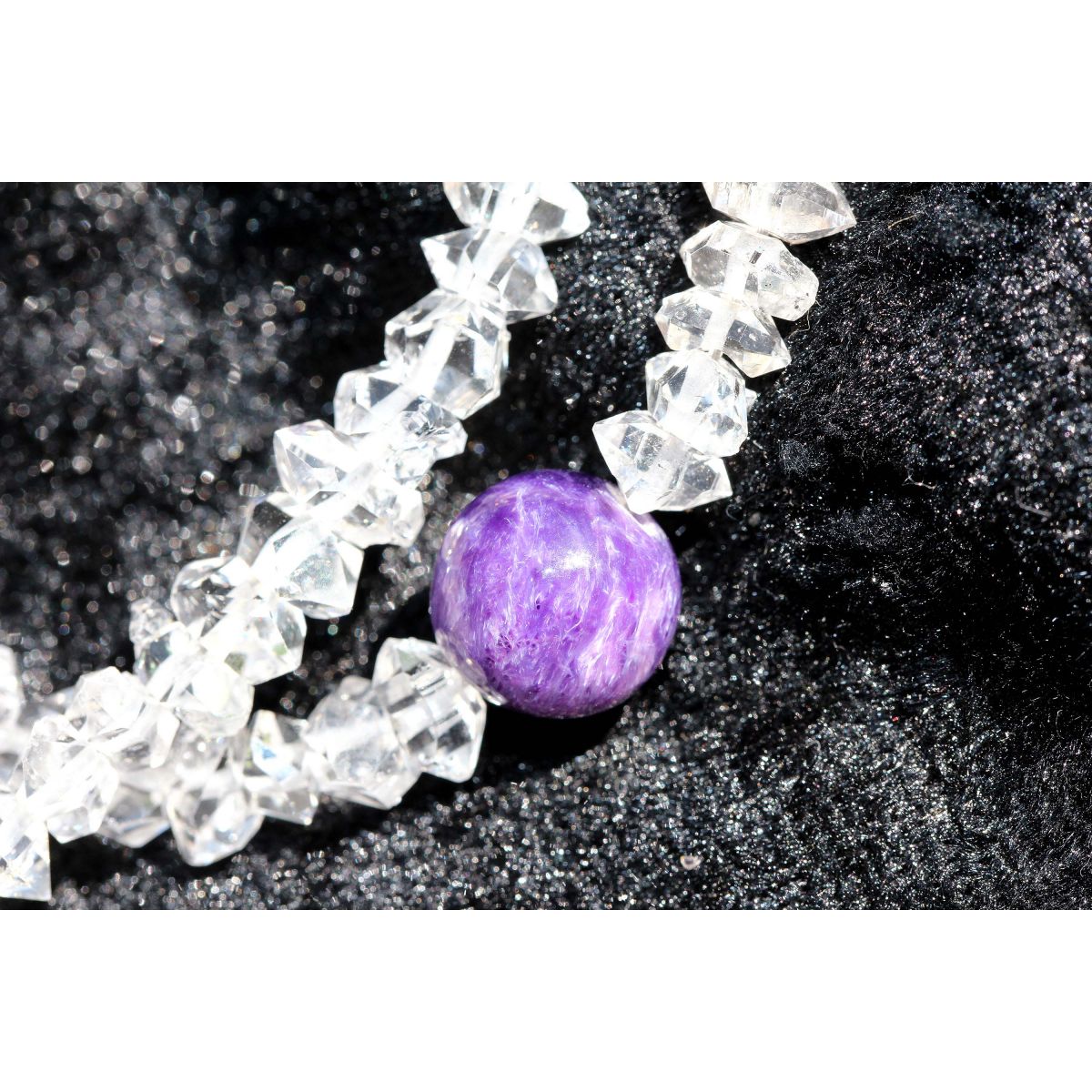 Herkimer Diamanten + Charoit-Kugel Schamanen-Energie-Kette (Der kraftvolle Heiler im mentalen Leben)