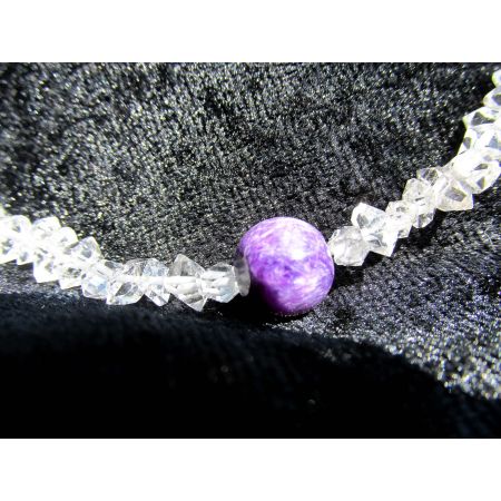 Herkimer Diamanten + Charoit-Kugel Schamanen-Energie-Kette (Der kraftvolle Heiler im mentalen Leben)