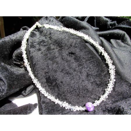 Herkimer Diamanten + Charoit-Kugel Schamanen-Energie-Kette (Der kraftvolle Heiler im mentalen Leben)