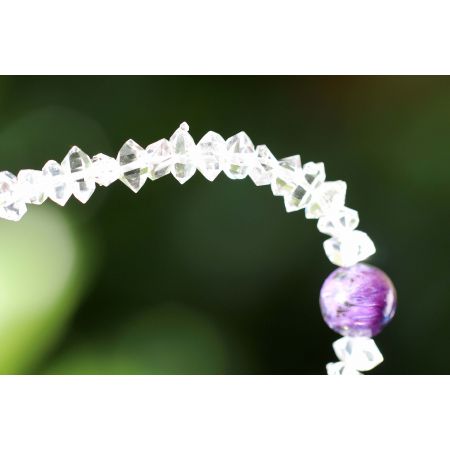 Herkimer Diamanten + Charoit-Kugel Schamanen-Energie-Armband (Der kraftvolle Heiler im mentalen Leben)