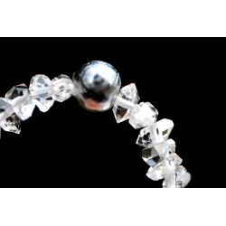 Herkimer Diamanten + Gibeon Meteoritenkugel-Schamanen-Energie-Armband (Der kraftvolle Heiler)