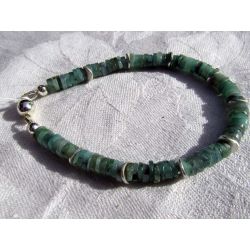 Beryll Varietät Smaragd (grüner Beryll) Walzen-Scheiben-Energie Armband (Göttliche Eingebungen)