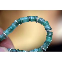 Beryll Varietät Smaragd (grüner Beryll) Walzen-Scheiben-Energie Armband (Göttliche Eingebungen)