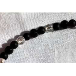 Onyx-Kugel, glänzend und matt und BK-Kugeln facettiert-Energie-Armband (Lebensfreude)
