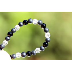 Onyx-Kugel, glänzend und matt und BK-Kugeln facettiert-Energie-Armband (Lebensfreude)