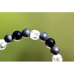 Onyx-Kugel, glänzend und matt und BK-Kugeln facettiert-Energie-Armband (Lebensfreude)