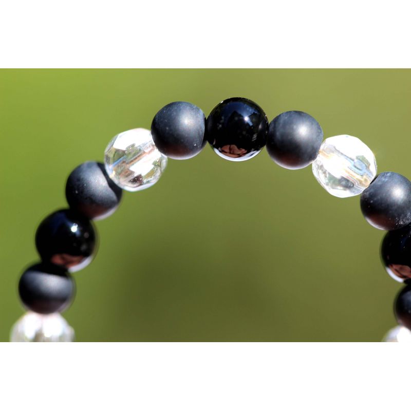 Onyx-Kugel, glänzend und matt und BK-Kugeln facettiert-Energie-Armband (Lebensfreude)