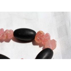 ROSA-Quarz + Shiva-Lingam-Energie-Armband (Selbstentfaltung) (Shivas Tränen)